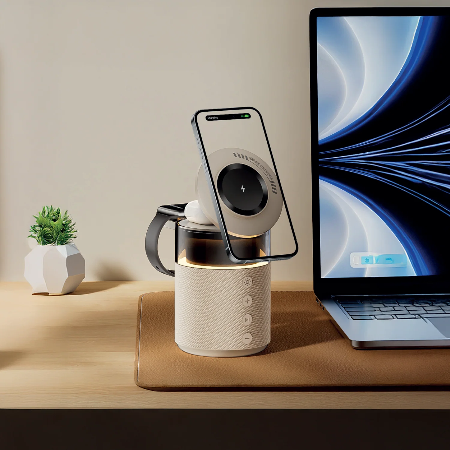 Magnetic Charging Station with Wireless Speaker