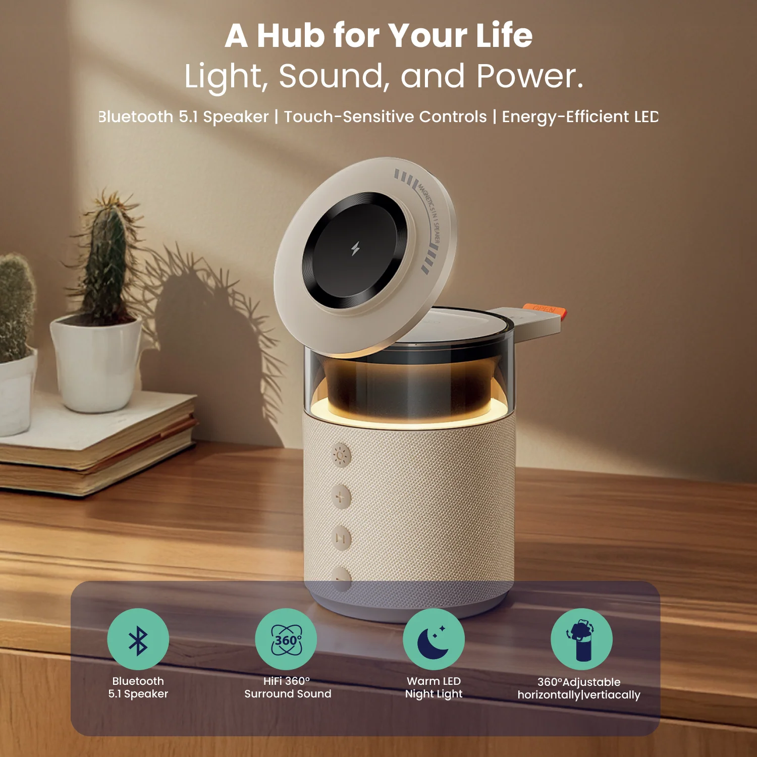 Magnetic Charging Station with Wireless Speaker